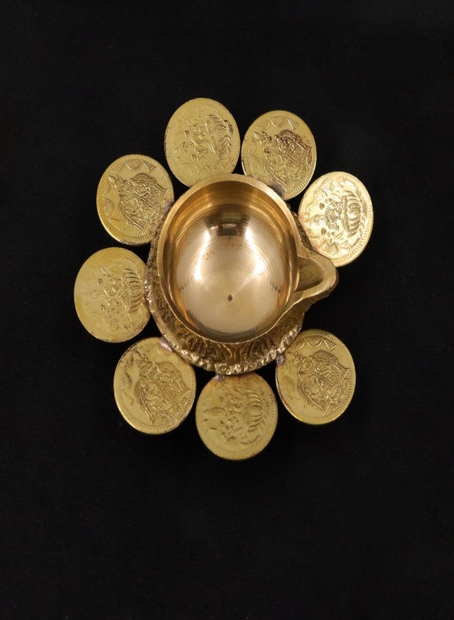 Spillbox Tradition Kuber Coin Diya|Kubera Vilakku|Depam|مصباح لاكشمي النحاسي|مصباح فاستو|مصباح Ashta Lakshmi Kubera|ديبام لمتجر Pooja Home Temple Shop [الوزن: 50 جم] - Kuber 8 Coin Diya - Image 3